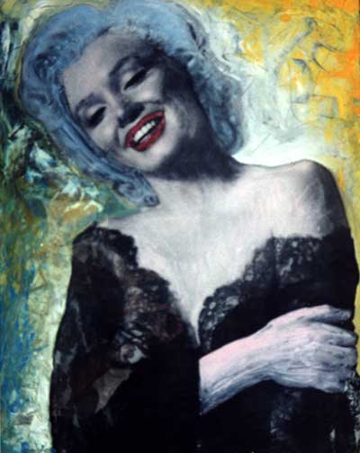 &oacute;leo sobre tela e colagem